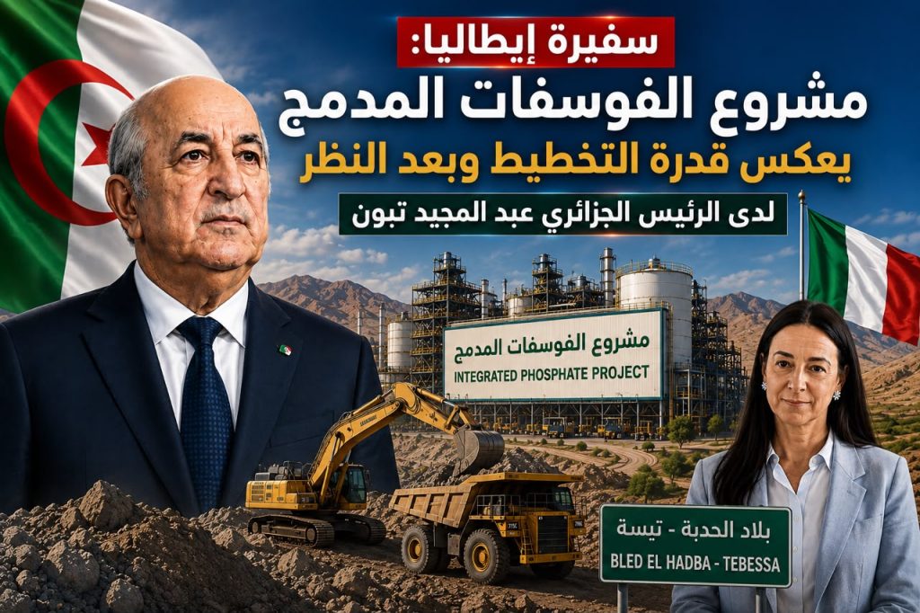 سفيرة إيطاليا : مشروع الفوسفات المدمج يعكس قدرة التخطيط وبعد النظر لدى الرئيس الجزائري