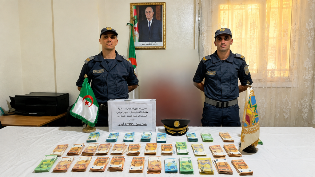 هكذا تمكنت مصالح الجمارك من إحباط محاولة تهريب 77 ألف يورو عبر المركز الحدودي البري ” الحدادة ” بسوق أهراس!