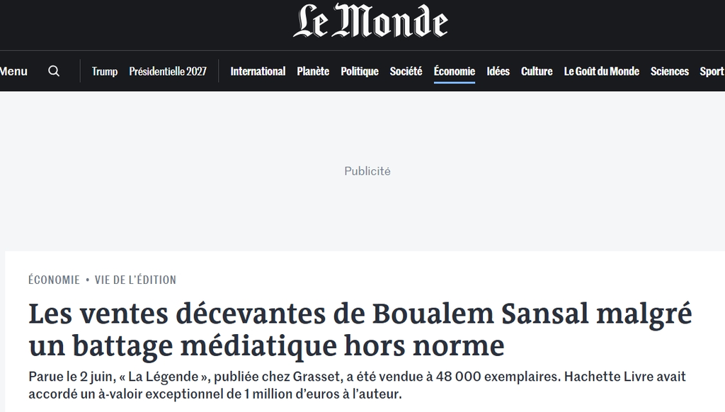 Sansal’s Book Becomes One of France’s Worst Sellers… A €1 Million Advance Scandal