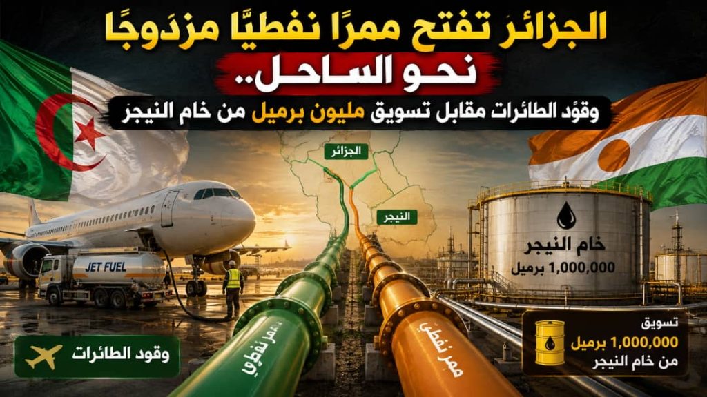 الجزائر تفتح ممرًا نفطيًا مزدوجًا نحو الساحل.. وقود الطائرات مقابل تسويق مليون برميل من خام النيجر
