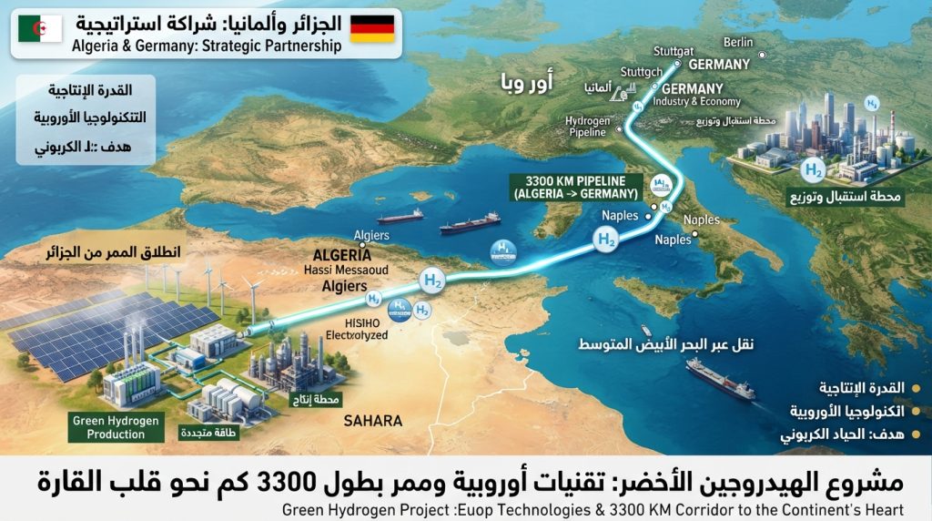 الجزائر وألمانيا تفتحان ملف صناعة الهيدروجين.. تقنيات أوروبية وممر بطول 3300 كيلومتر نحو قلب القارة