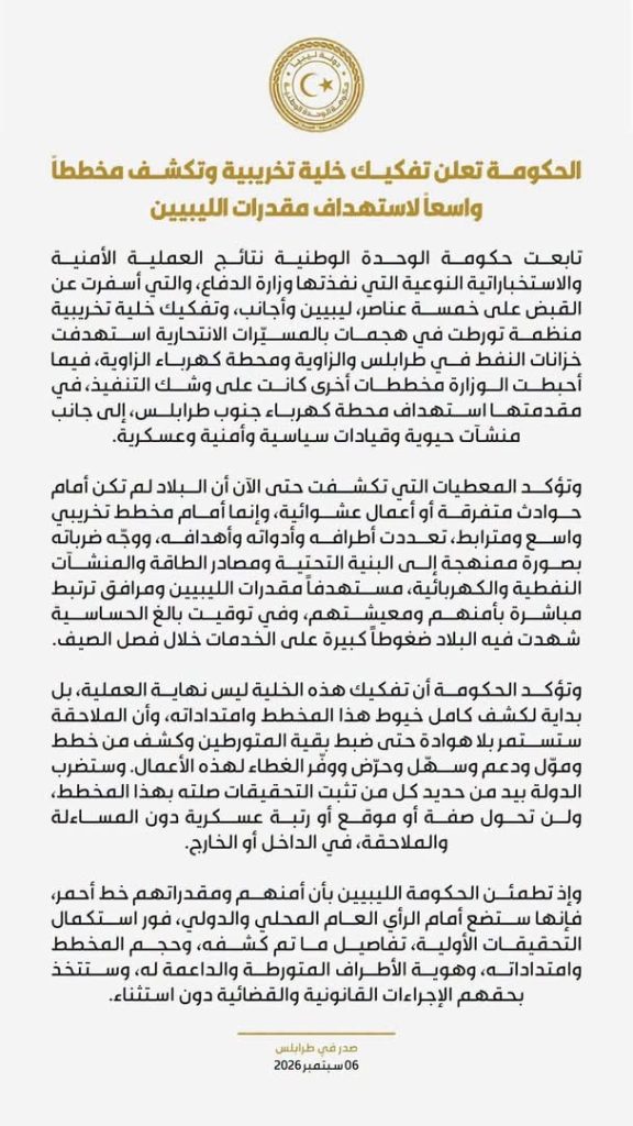 ليبيا : تفكيك خلية تخريبية استهدفت بالمسيرات منشآت حيوية غرب البلاد