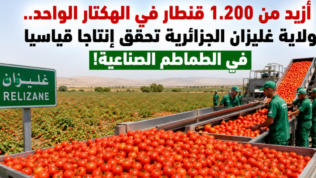 أزيد من 1.200 قنطار في الهكتار الواحد.. ولاية غليزان الجزائرية تحقق إنتاجا قياسيا في الطماطم الصناعية!
