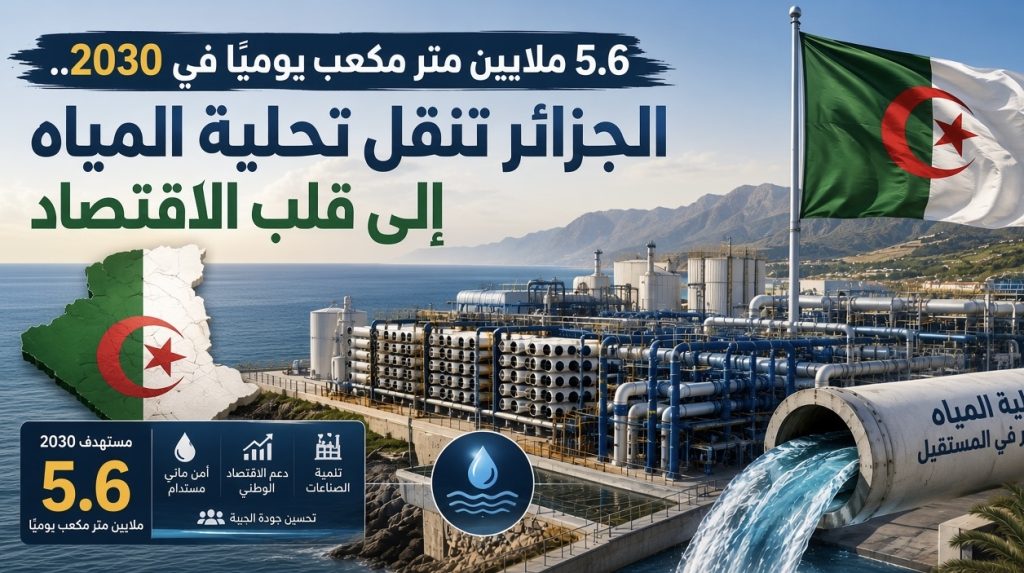 5.6 ملايين متر مكعب يوميًا في 2030.. الجزائر تنقل تحلية المياه إلى قلب الاقتصاد