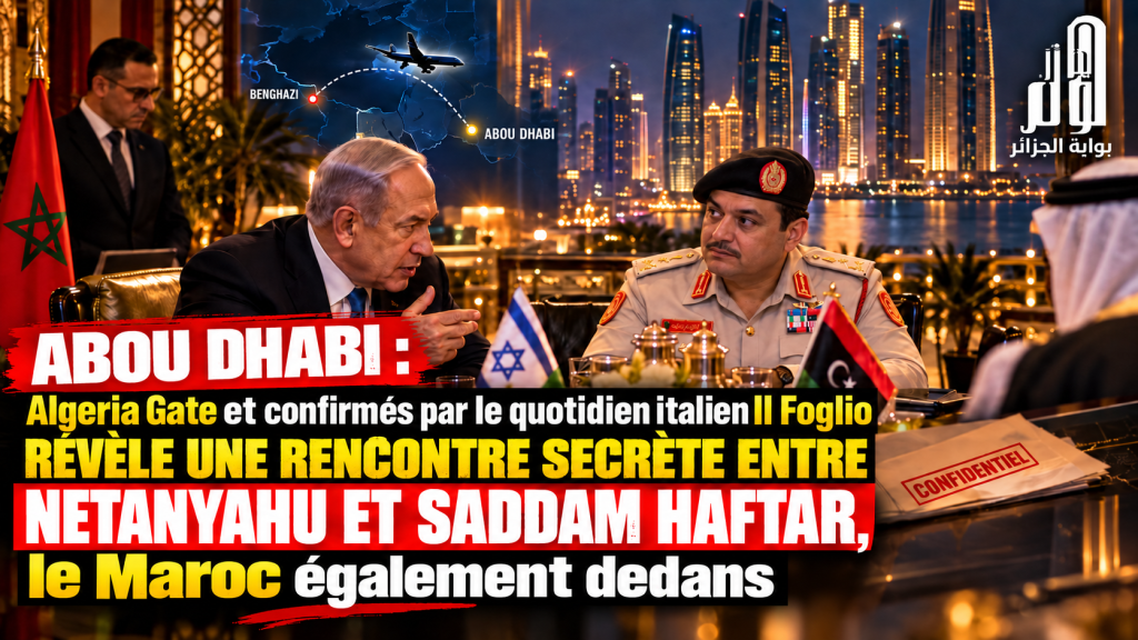 Abou Dhabi : Algeria Gate et confirmés par le quotidien italien Il Foglio révèle une rencontre secrète entre Netanyahu et Saddam Haftar, le Maroc également cité