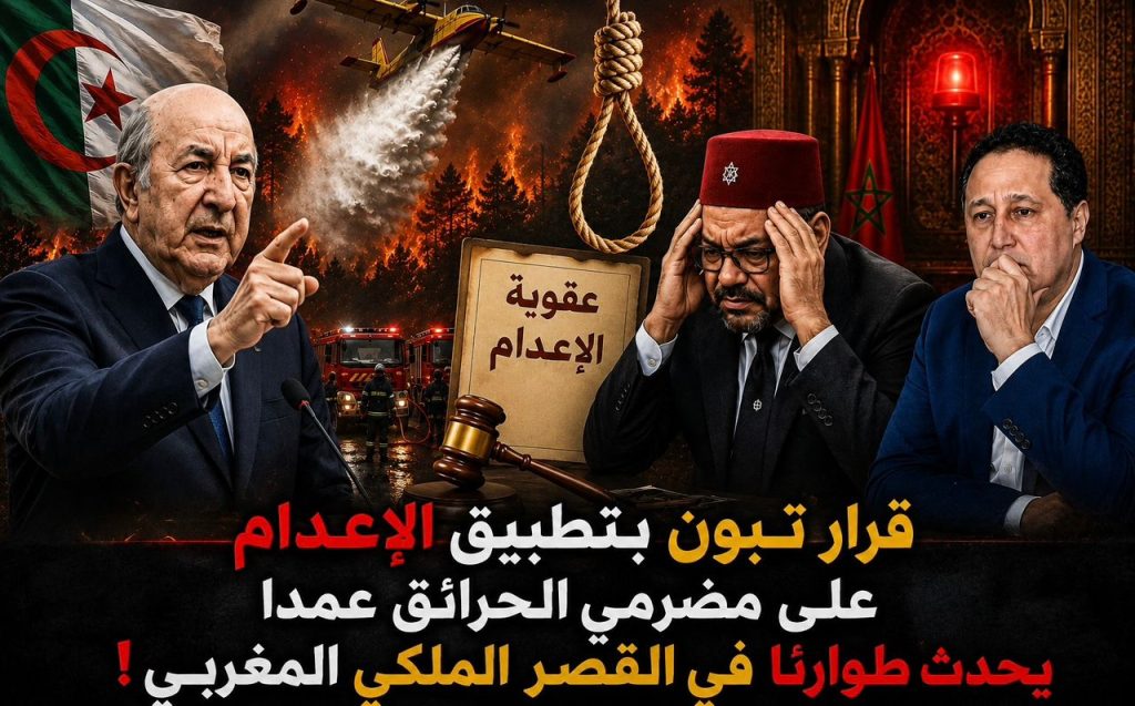 قرار تبون تطبيق الإعدام على مضرمي الحرائق عمدا يحدث حالة طوارئ في القصر الملكي المغربي!