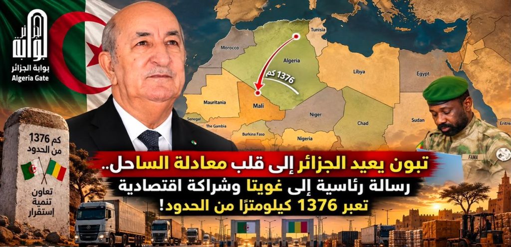 تبون يعيد الجزائر إلى قلب معادلة الساحل.. رسالة رئاسية إلى غويتا وشراكة اقتصادية تعبر 1376 كيلومترًا من الحدود