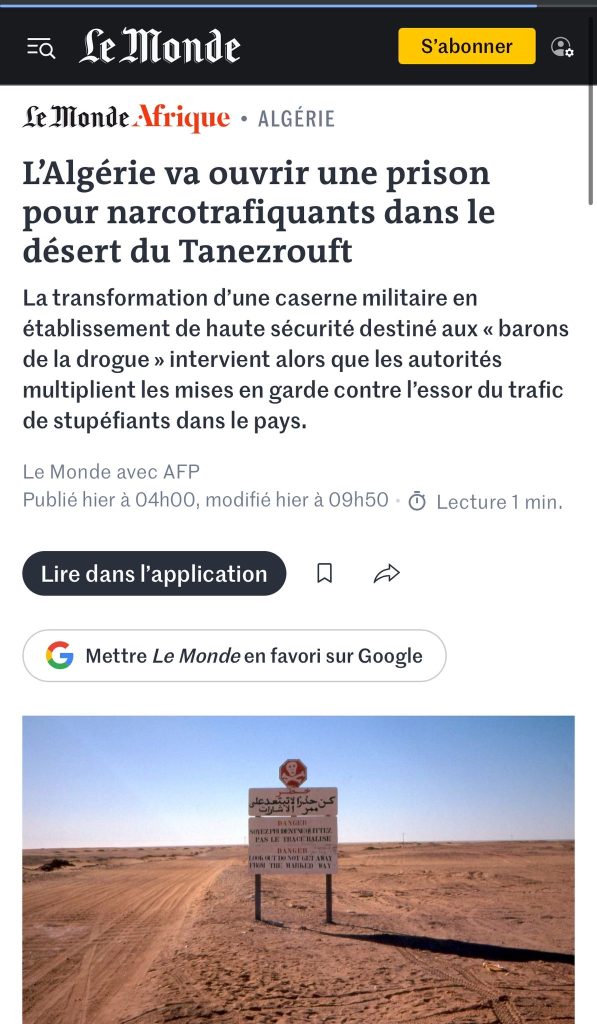 “تنزروفت” تتصدر عناوين الصحافة الدولية.. قرار تبون نفي بارونات المخدرات إلى “صحراء الموت” يصنع الحدث عالميا !
