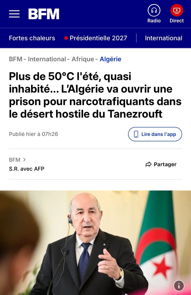 “تنزروفت” تتصدر عناوين الصحافة الدولية.. قرار تبون نفي بارونات المخدرات إلى “صحراء الموت” يصنع الحدث عالميا !
