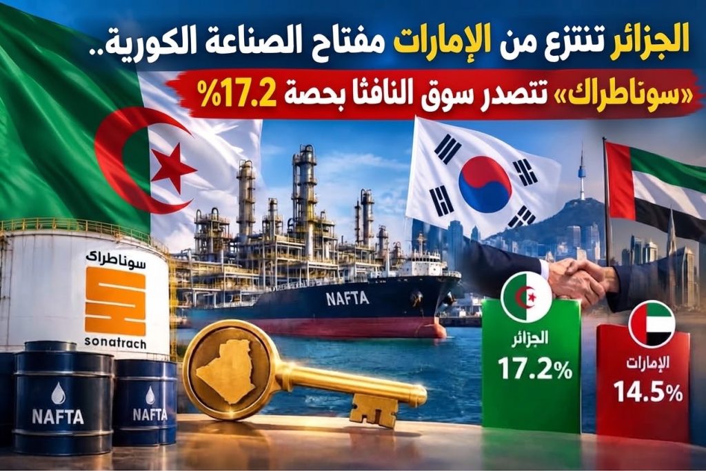 الجزائر تنتزع من الإمارات مفتاح الصناعة الكورية.. «سوناطراك» تتصدر سوق النافثا بحصة 17.2%