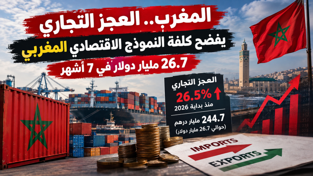 المغرب.. العجز التجاري يلتهم وعود النمو ويقفز إلى 26.7 مليار دولار