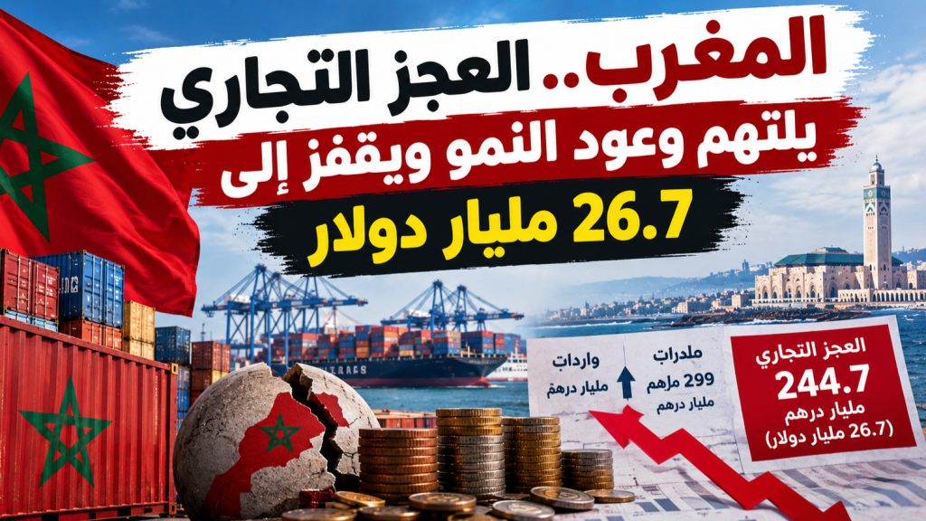 المغرب.. العجز التجاري يلتهم وعود النمو ويقفز إلى 26.7 مليار دولار