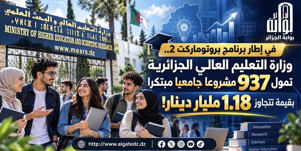 في إطار برنامج “بروتوماكت 2”.. وزارة التعليم العالي الجزائرية تمول 937 مشروعا جامعيا مبتكرا بقيمة تتجاوز 1.18 مليار دينار!