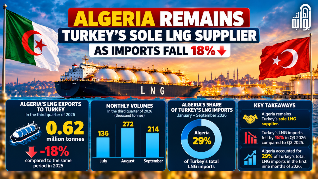 Algeria remains Turkey’s sole LNG supplier as imports fall 18%