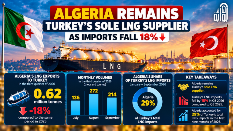 Algeria remains Turkey’s sole LNG supplier as imports fall 18%