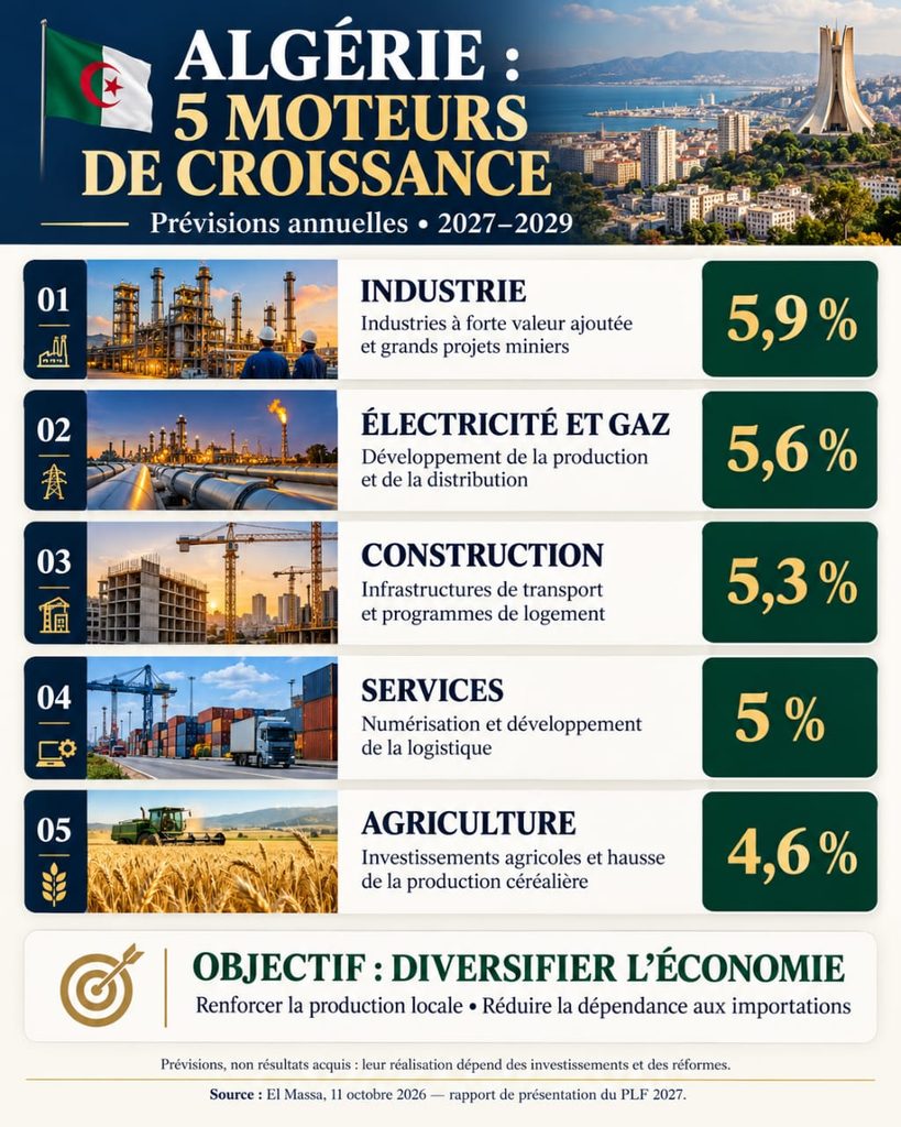 Algérie : cinq secteurs clés pour relancer la croissance hors hydrocarbures