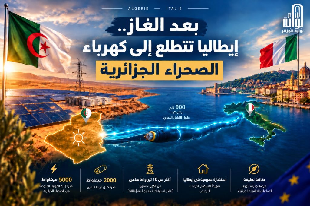 بعد الغاز.. إيطاليا تتحرك لاستيراد الكهرباء الجزائرية عبر المتوسط
