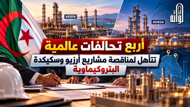 أربع تحالفات عالمية تتأهل لمناقصة مشاريع أرزيو وسكيكدة البتروكيماوية