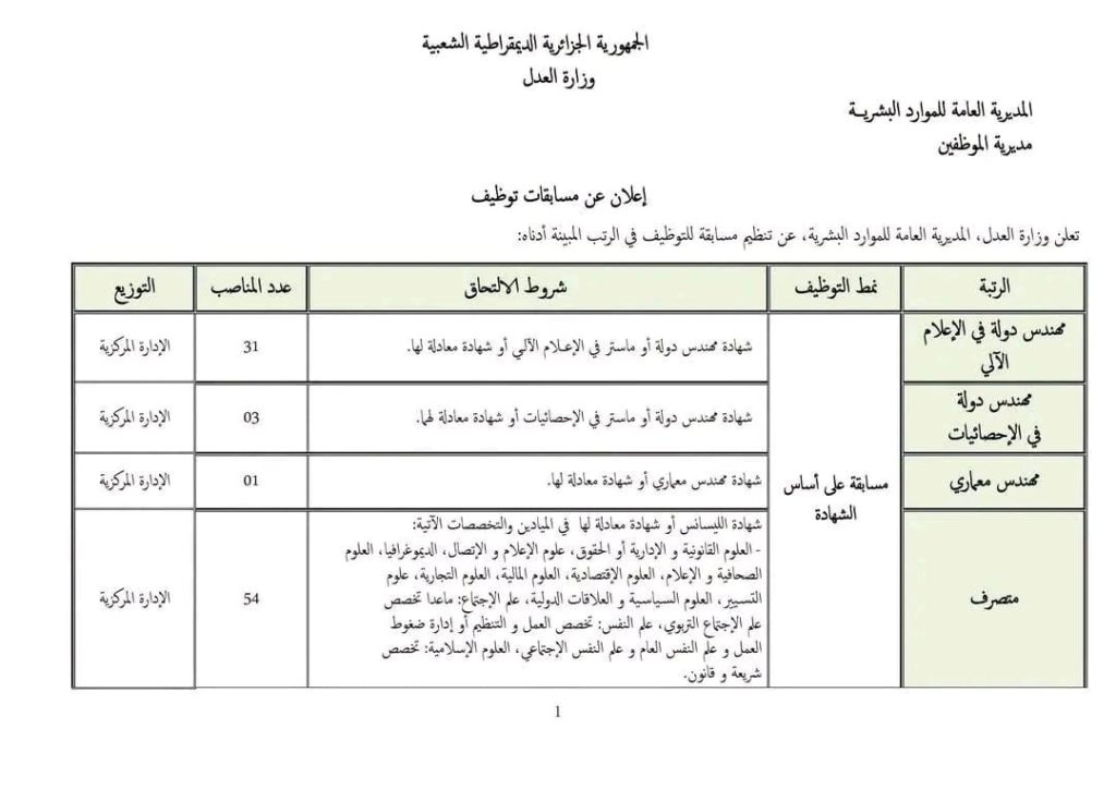 وزارة العدل تفتح باب التوظيف!