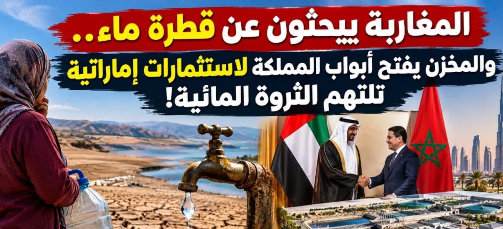 المغاربة يبحثون عن قطرة ماء.. والمخزن يفتح أبواب المملكة لاستثمارات إماراتية تلتهم الثروة المائية!