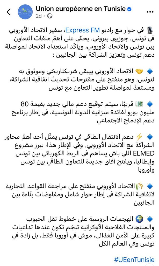 صفقة أم دعم؟.. برلمانية تونسية تطالب بكشف كواليس التمويل الأوروبي الأخير بـ 80 مليون يورو