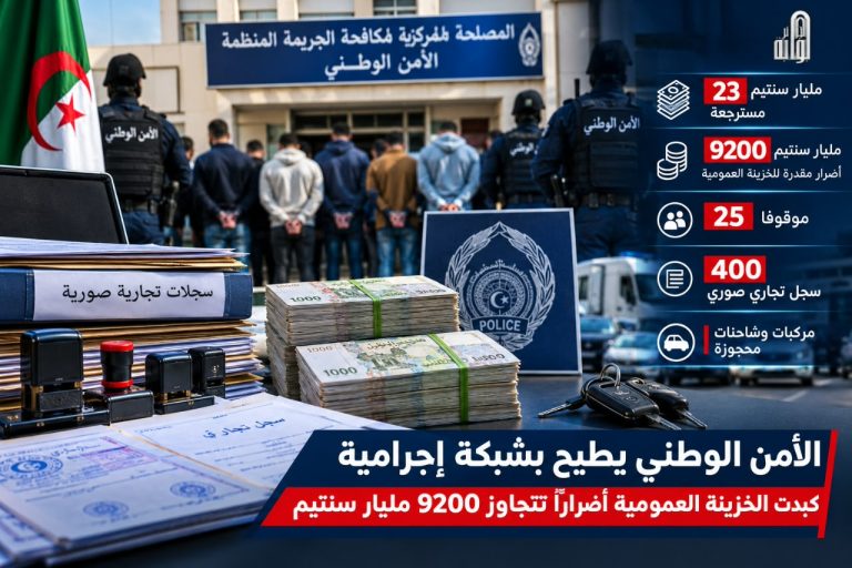 الأمن الوطني يطيح بشبكة إجرامية كبدت الخزينة العمومية أضرارا تتجاوز 9200 مليار سنتيم